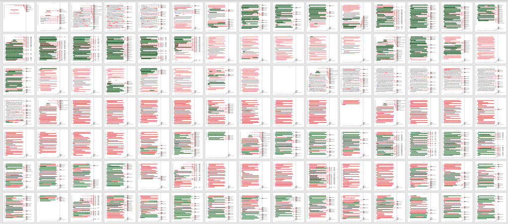 A grid containing extensive red (deletions/additions) and green (moved text) lines.