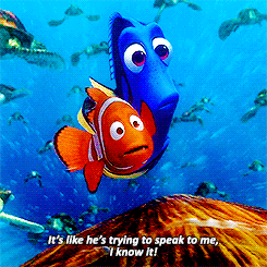 A cartoon fish shouts, "It's like he's trying to speak to me, I know it!"