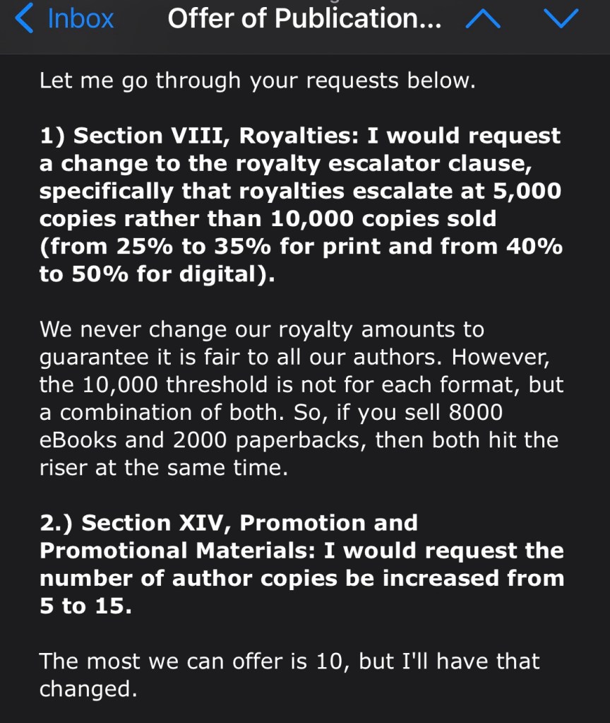 A response to contract negotiations making a non-substantive change only (+5 author copies)