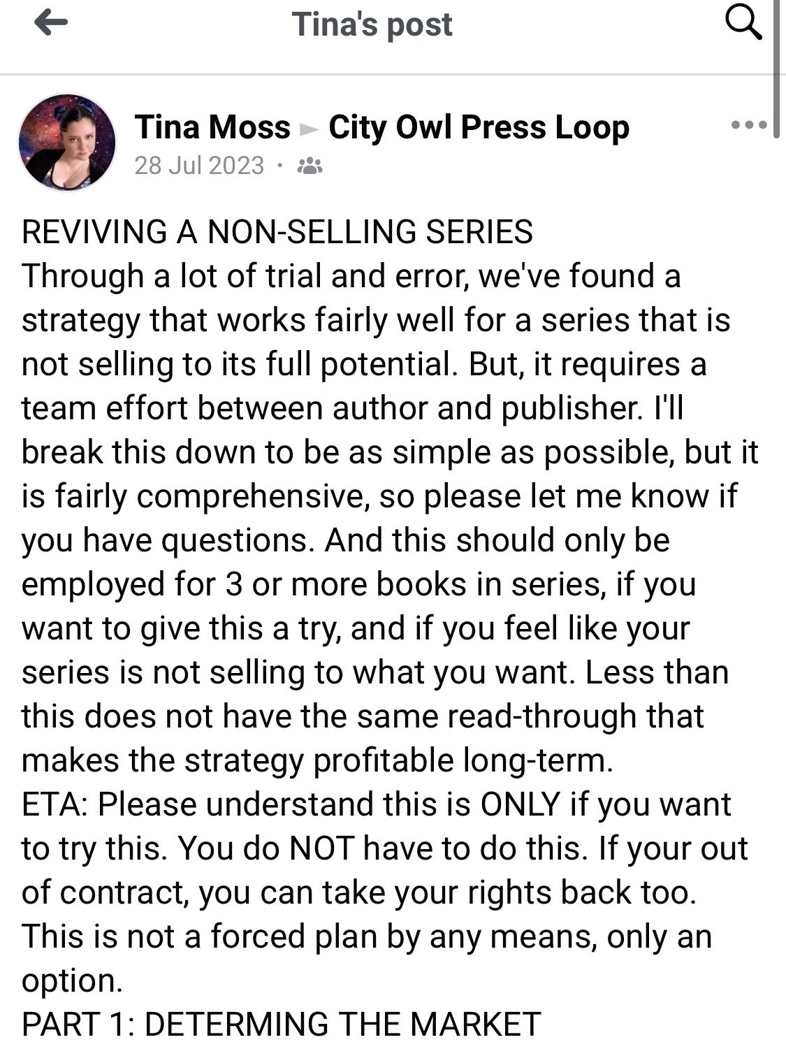 Reviving a non-selling series