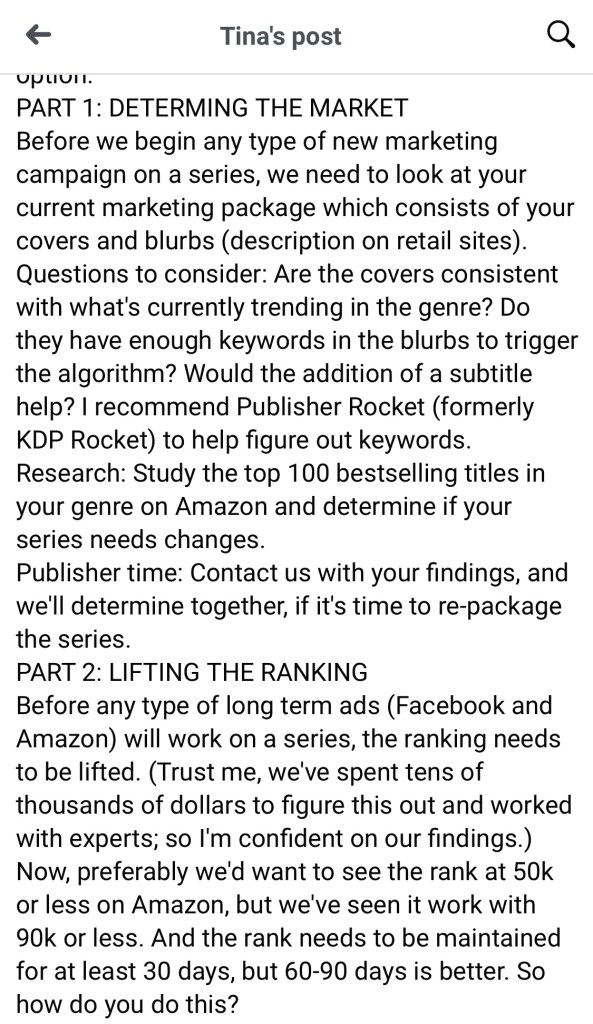 Part 1: Determining the market and lifting the ranking